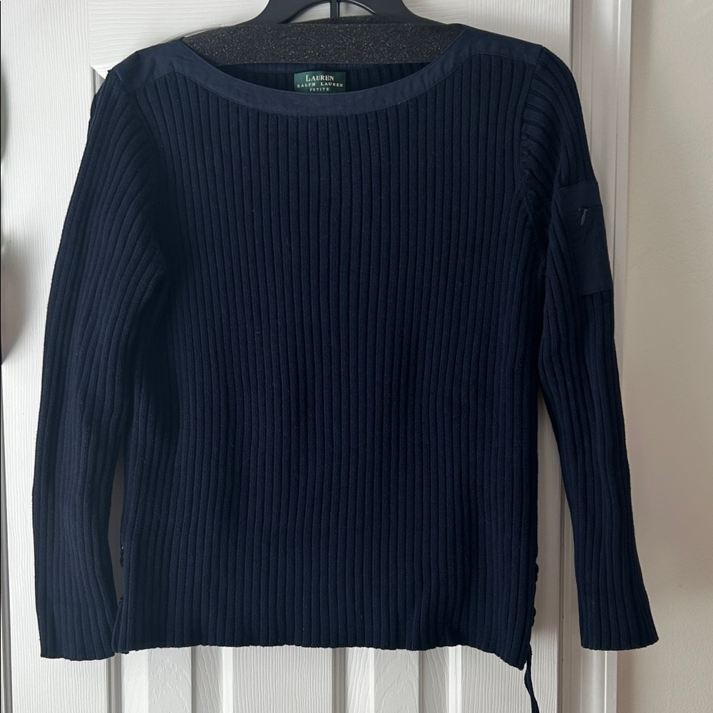 Lauren Ralph Lauren Navy Ribbed Crew Neck Sweater